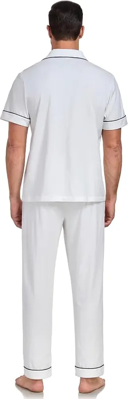 COLORFULLEAF Men’s Pajama Sets 100% Cotton Short – Short Sleeve Button Down Tops