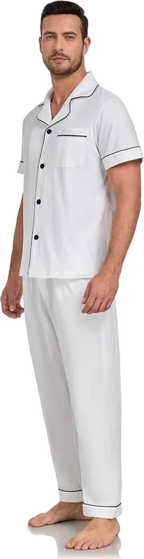 COLORFULLEAF Men’s Pajama Sets 100% Cotton Short – product photo 8 of 8