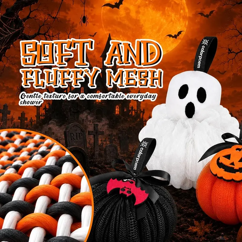 COLORPOEM Halloween Loofah Sponge – Weighs approximately sixty grams each