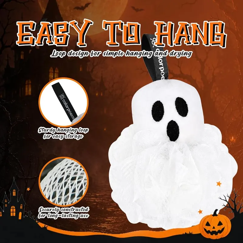 COLORPOEM Halloween Loofah Sponge – Secure reinforced knotting construction