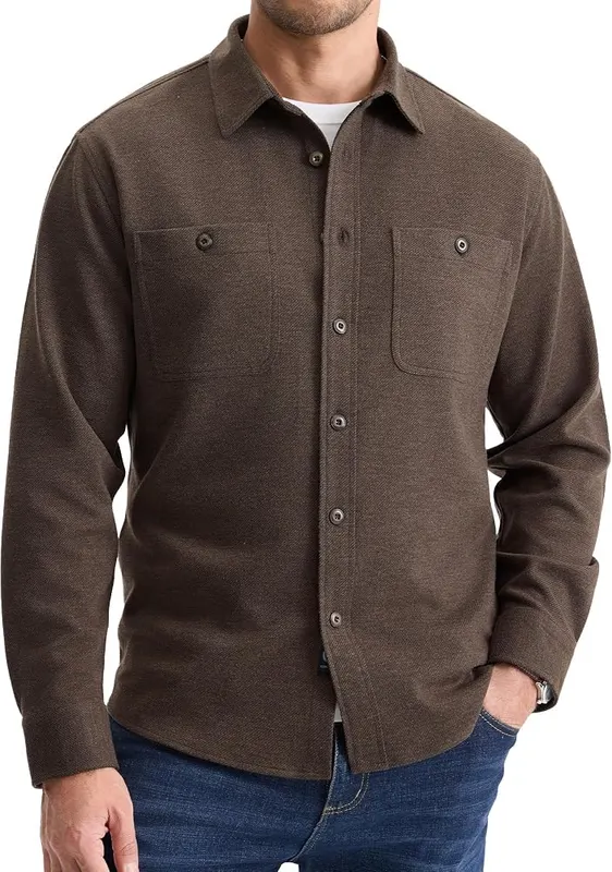 Comdecevis Mens Button Down Shirt Jacket Casual