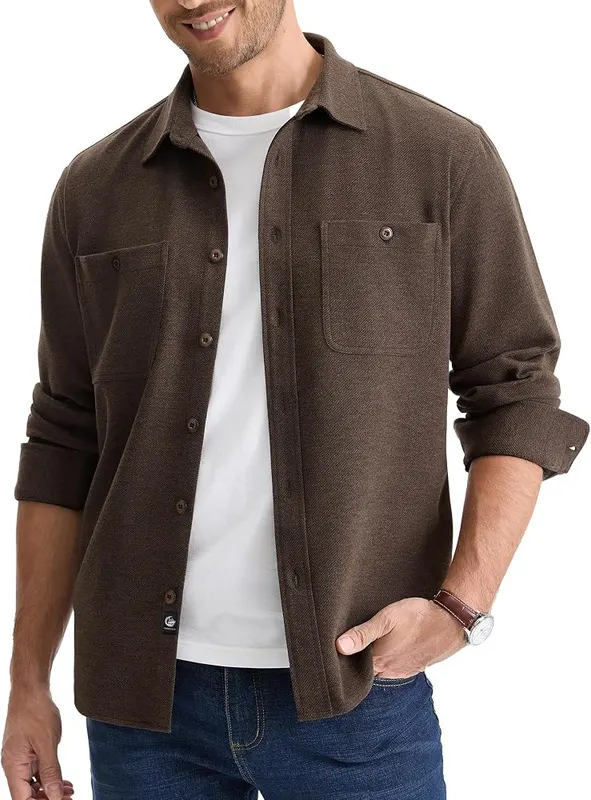 Comdecevis Mens Button Down Shirt Jacket Casual – product photo 2 of 7