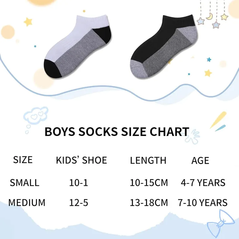 Comfoex Boys Socks 8 Pairs 6-8 4-6 – Cushioned Sole