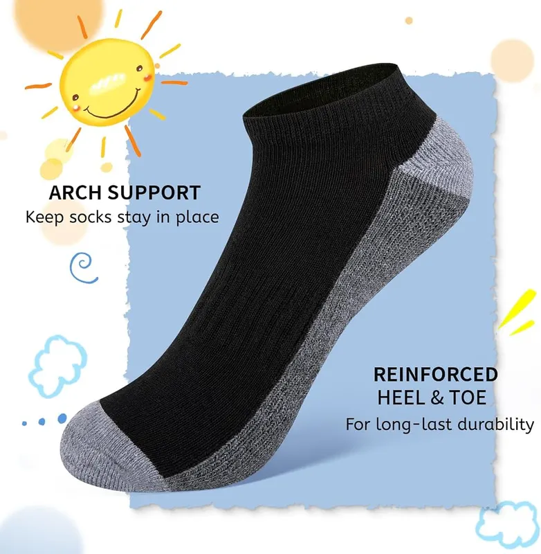 Comfoex Boys Socks 8 Pairs 6-8 4-6 – REINFORCEMENT:Reinforced heel and toe in high impact areas