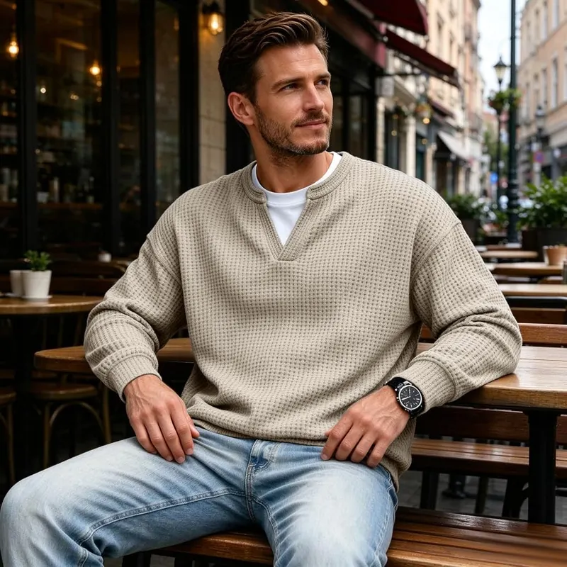 Comfort Layered Waffle Tee Men Thermal Waffle – product photo 5 of 7
