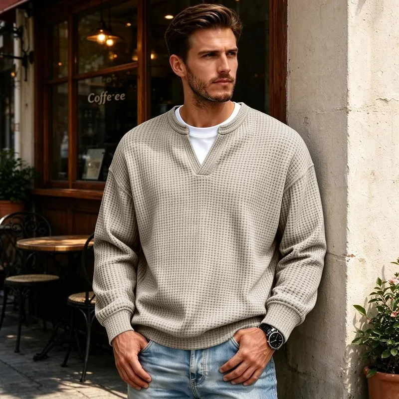 Comfort Layered Waffle Tee Men Thermal Waffle – product photo 6 of 7