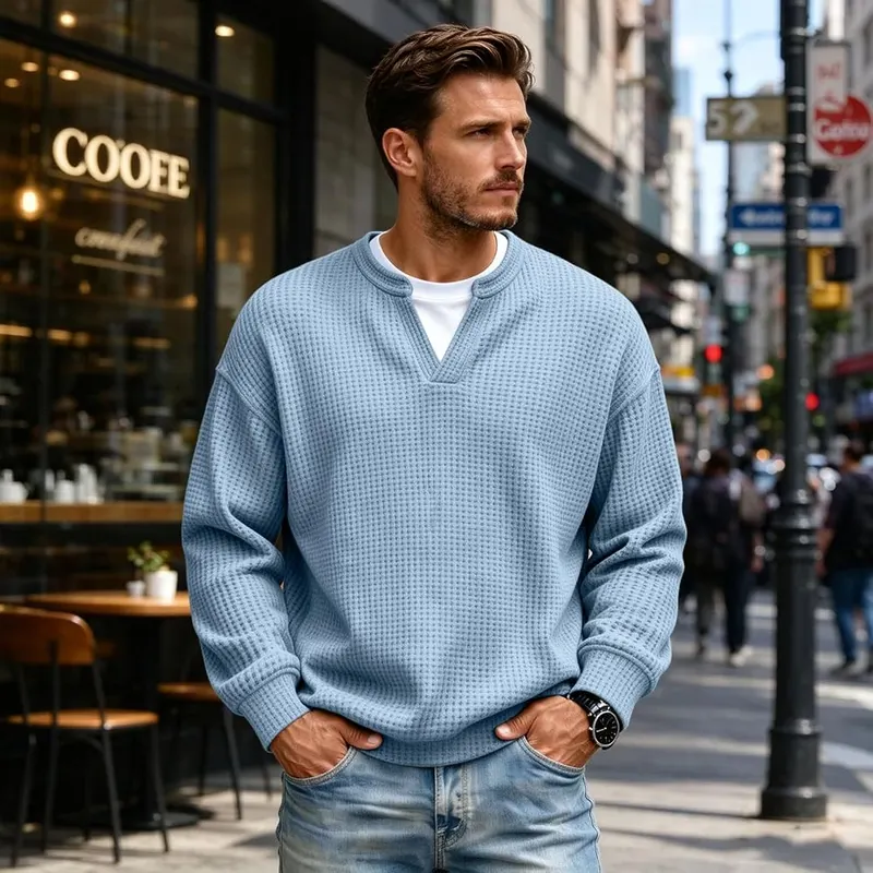 Comfort Layered Waffle Tee Men Waffle Thermal – product photo 2 of 7