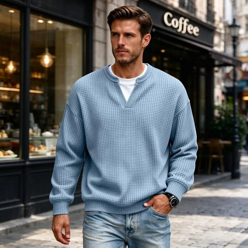 Comfort Layered Waffle Tee Men Waffle Thermal – product photo 4 of 7