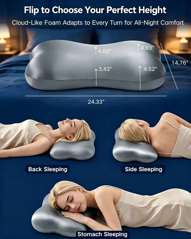 COMFYPIL Cervical Pillow – One-piece contoured memory foam pillow