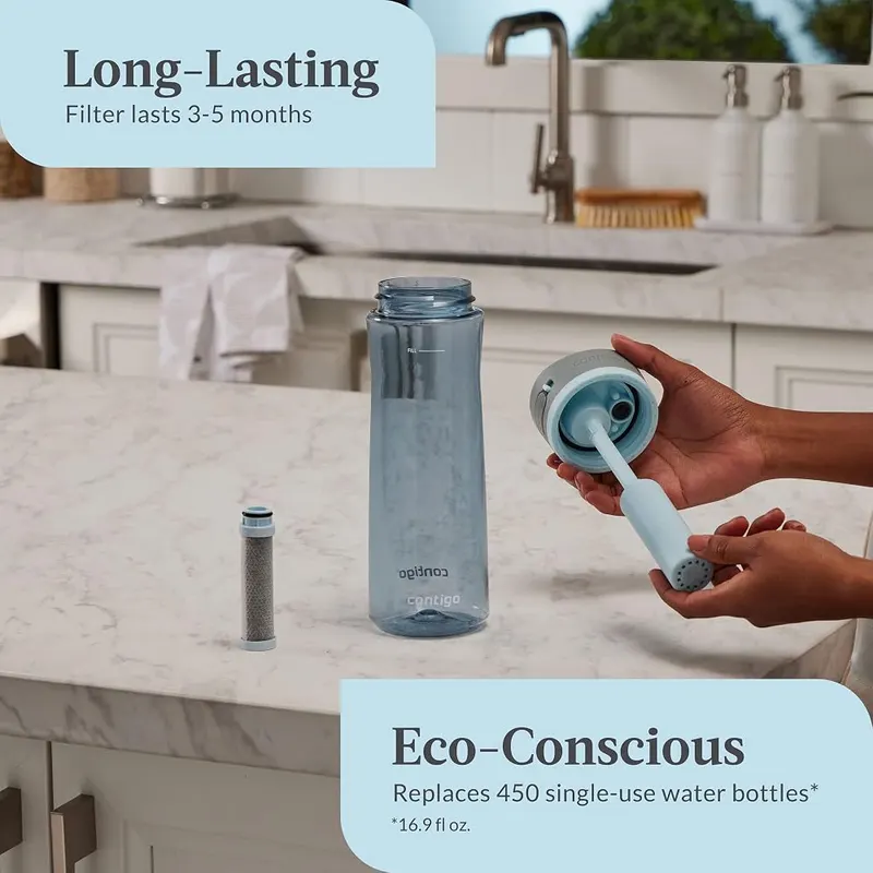 Contigo Wells AUTOSPOUT Plastic Filter Water Bottle – Long-Lasting