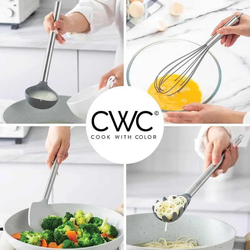 COOK WITH COLOR Silicone Cooking Utensils – Versatile Silicone Tops