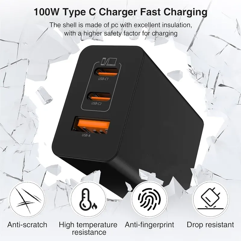 COONCXEN 65W USB C Charger Block – Includes USB-C to USB-C cables