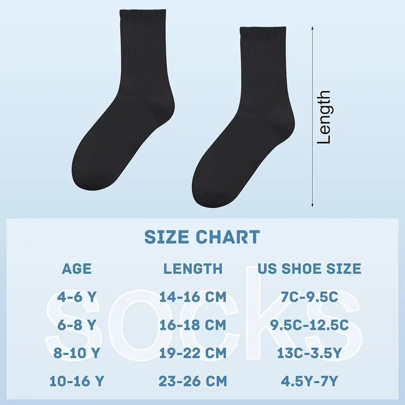 Cooraby 6 Pairs Kids Crew Socks Combed – product photo 2 of 7