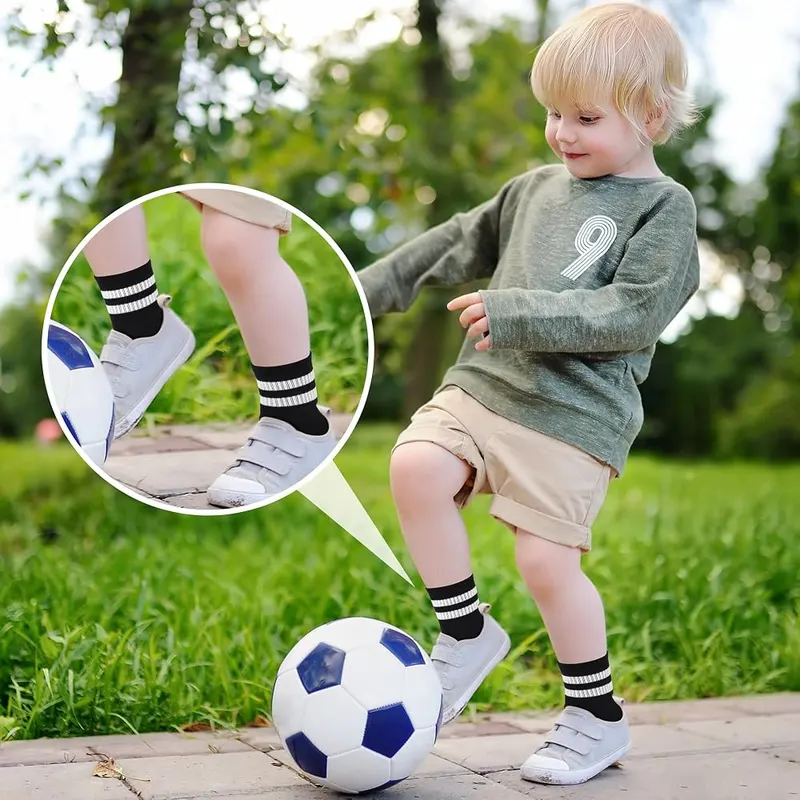 Cooraby 6 Pairs Kids Crew Socks Combed – product photo 5 of 7