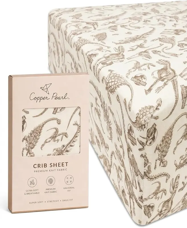 Copper Pearl Premium Knit Baby Crib Sheets Jurassic Park Fossils in Jurassic Park Fossils