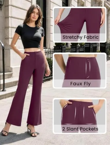 COPYLEAF Dress Pants Women Stretchy Work Pants – Polished faux fly styling