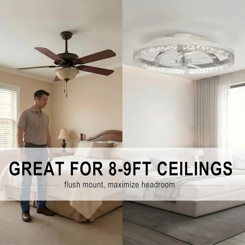 Coralov 24″ Ceiling Fan – Stepless dimming for adjustable brightness
