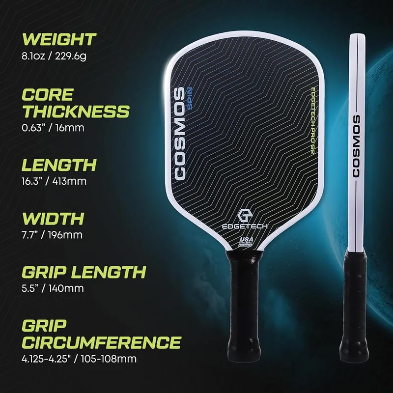 Cosmos Spin | Edgetech Pickleball 16mm Paddle – Titanium weave and carbon surface