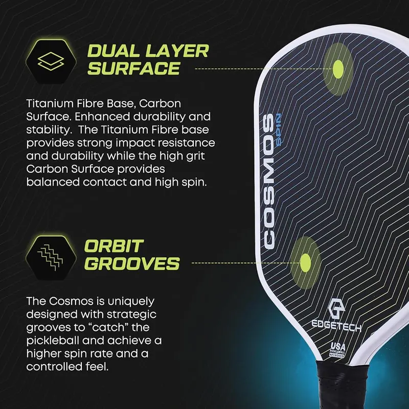 Cosmos Spin | Edgetech Pickleball 16mm Paddle – Orbit grooves for added spin