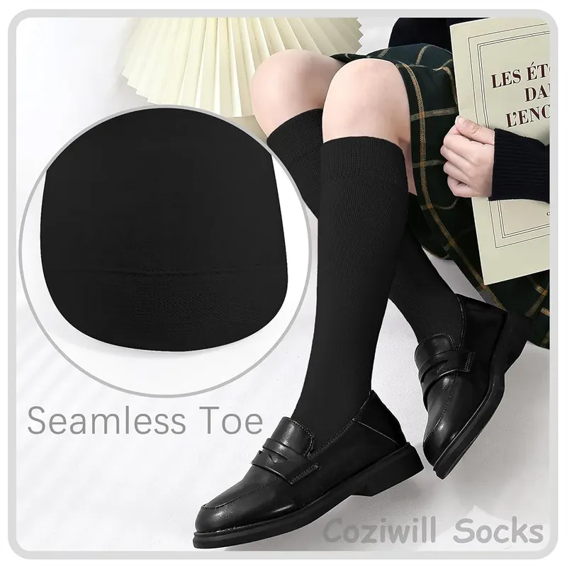 Coziwill Socks Girls Knee High Socks Seamless Boys School – Soft Breathable Material