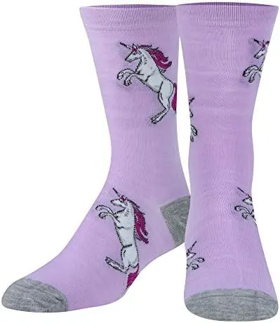 Crazy Socks – Purple Unicorn Crew Socks – Size & fit - Women's socks (size 5-10)