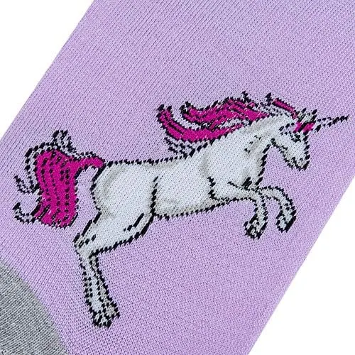 Crazy Socks – Purple Unicorn Crew Socks – Sock design - the mythical creature is so