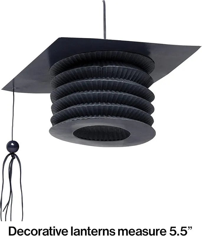 Creative Converting 31113 Shaped Mortar Board Paper Lantern – Black graduation cap shaped paper lanterns