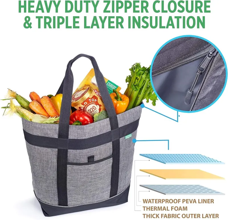 Creative Green Life Cooler Bag and Insulated Grocery – Replaces multiple single use plastic bags