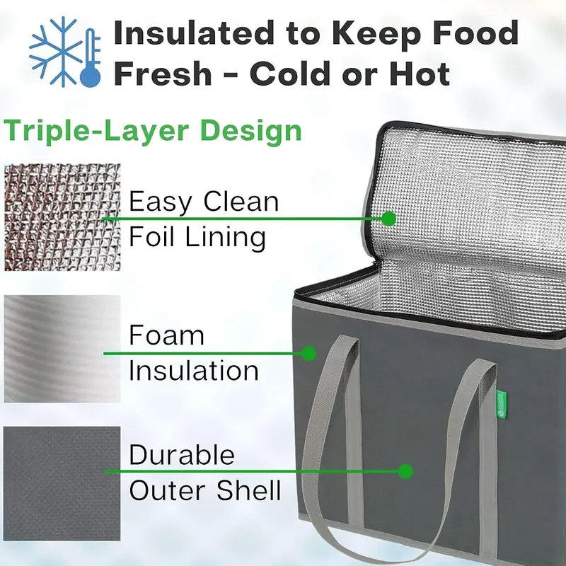 Creative Green Life Cooler Bag and Insulated Grocery – Flexible fabric sides for easy storage