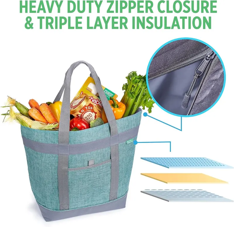 Creative Green Life Jumbo Insulated Cooler Bag – Sturdy handles for horizontal food transport