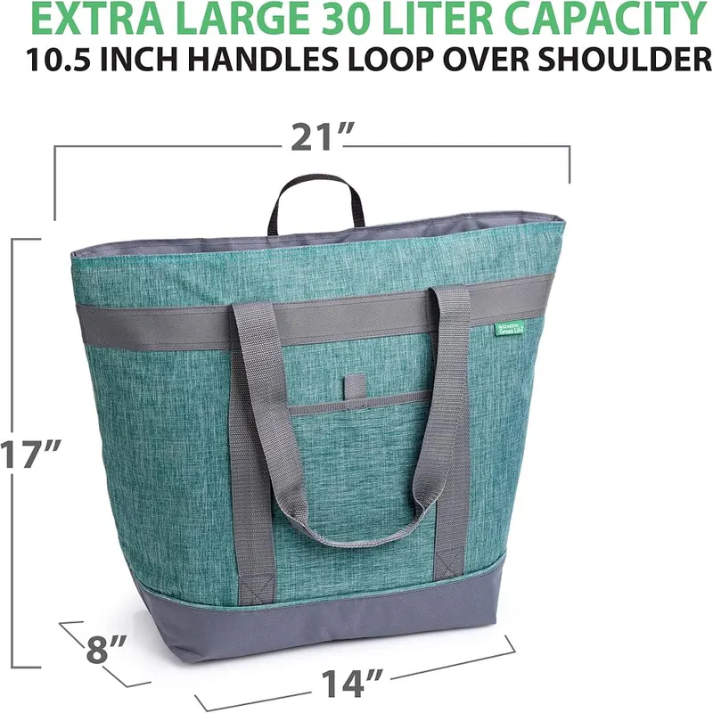 Creative Green Life Jumbo Insulated Cooler Bag – Leak resistant heat welded interior liner