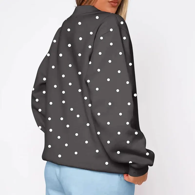 Crew Neck Sweatshirts Women Polka Dot Graphic – product photo 2 of 5