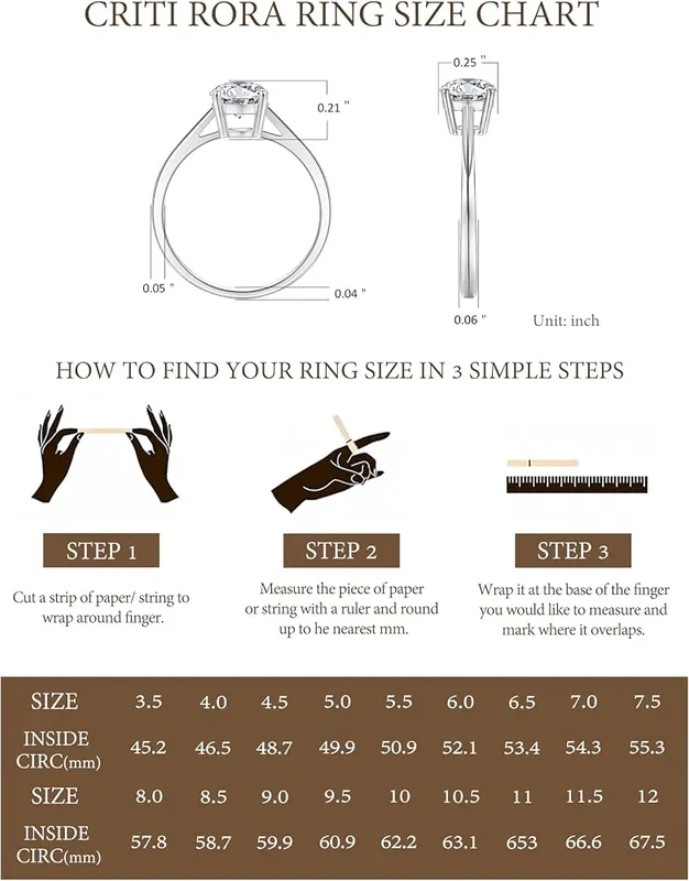 CRITI RORA 0.6 Carat Lab Grown Diamond Engagement 4-Prong – Engagement Ring:Lab Diamond Ring/0