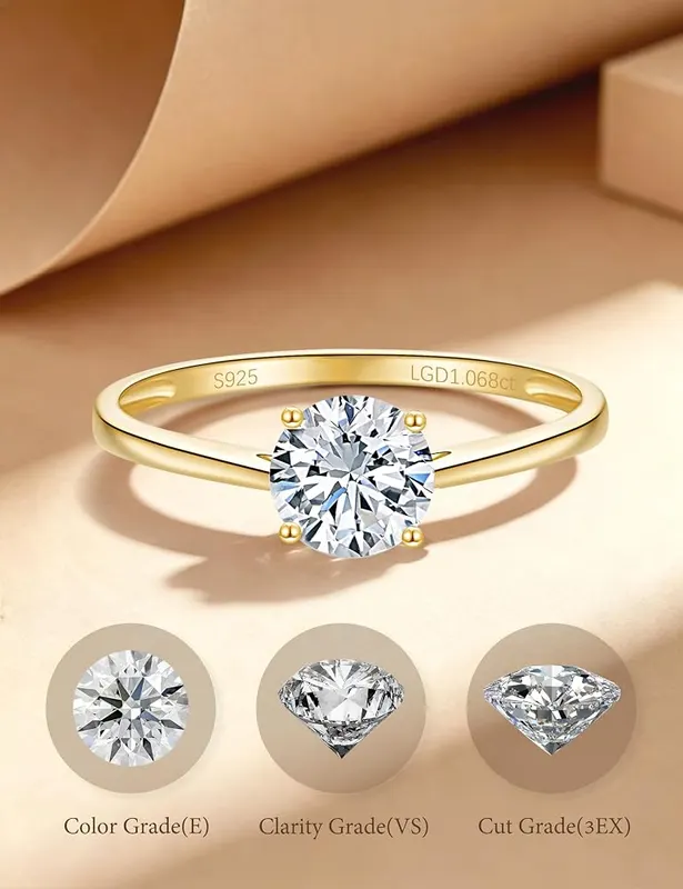CRITI RORA 1 Carat Lab Grown Diamond Engagement 4-Prong – High End Material, Comfortable to Wear