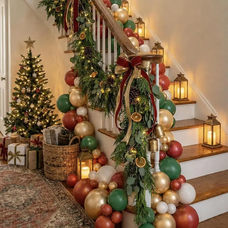 CROSSFINGERS Christmas Balloon Arch Kit – Classic red and dark green colors