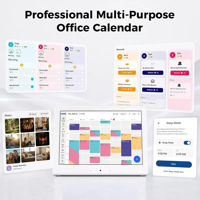 Cryonavis 2026 Smart Digital Calendar No Subscription – Flexible wall mounting and built in stand