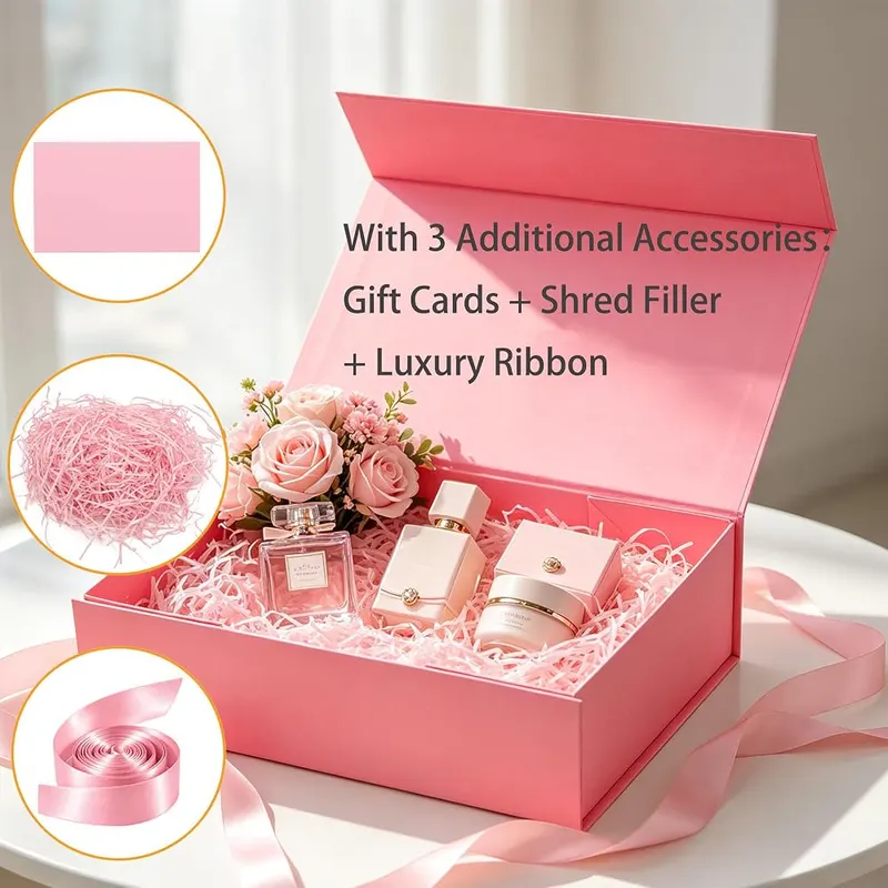 CTWJBOX Pink Gift Box 10x6x3” – Ten by six by three inch interior