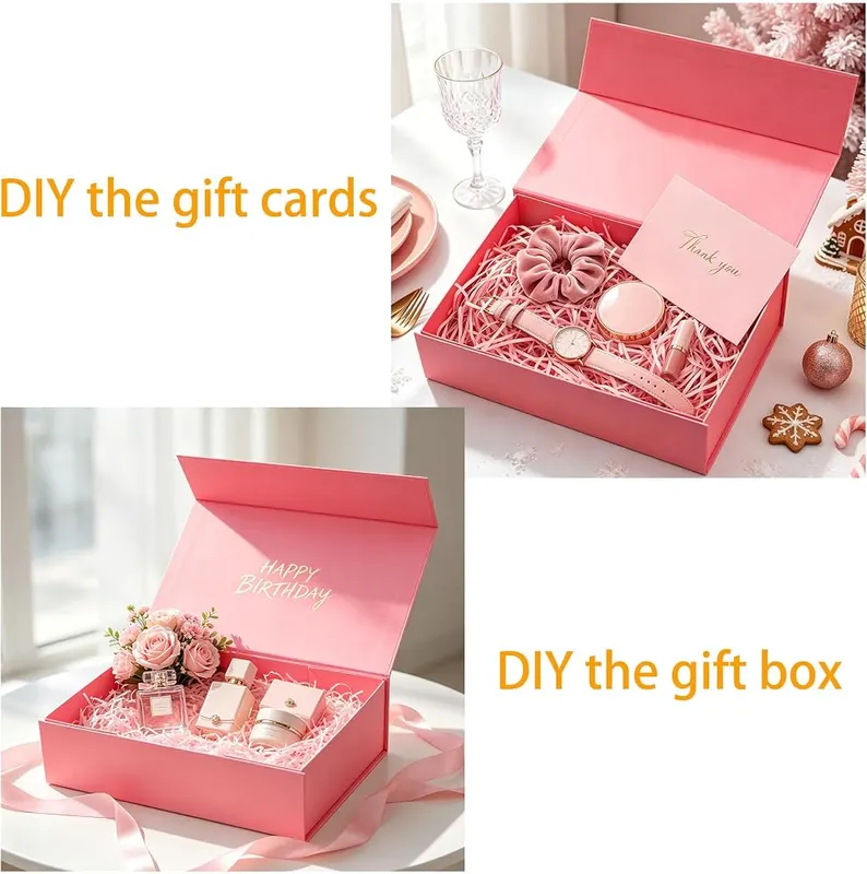 CTWJBOX Pink Gift Box 10x6x3” – Comes with blank greeting card included