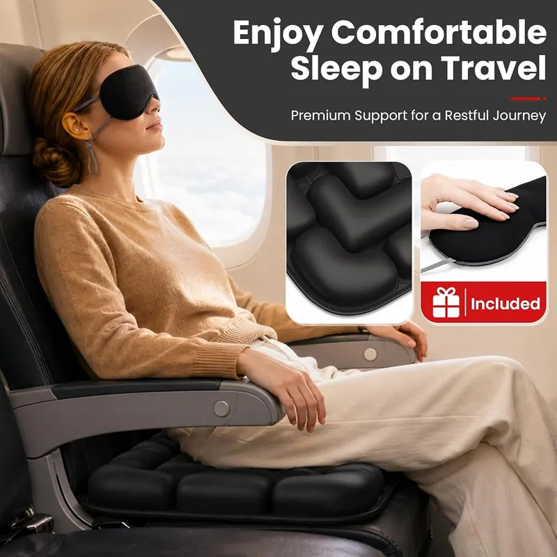 Curleis Airplane Seat Cushion – Fast 2-in-1 inflation system