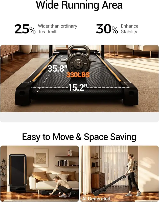 CURSOR FITNESS Walking Pad Treadmill 2.5HP – LED display plus wireless remote