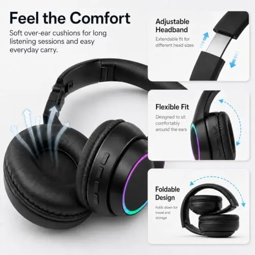 CYSRALFC Bluetooth Headphones – Foldable design for easy portability