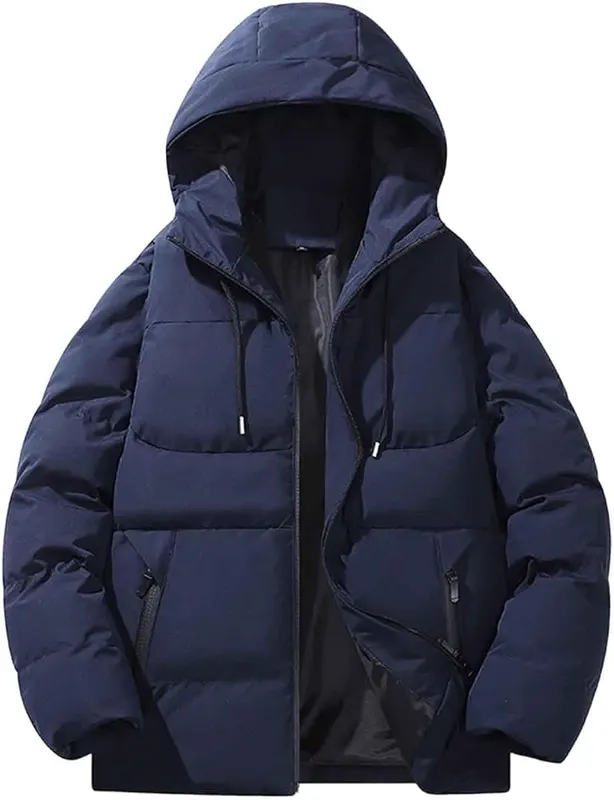Cyvrin Puffer Jacket Men Hooded Winter Coat – Adjustable Hood Design