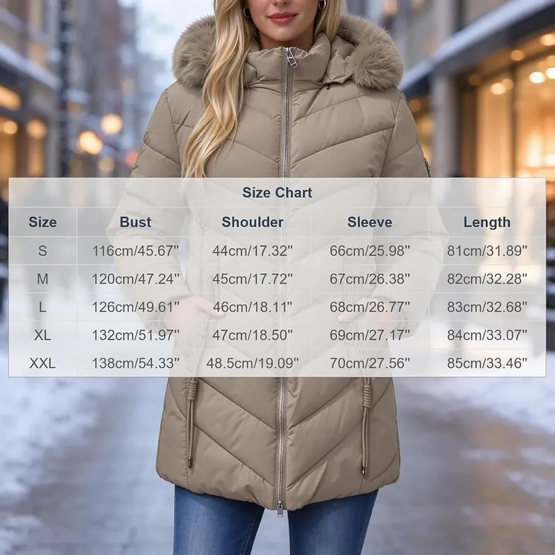Cyvrin Puffer Jacket Womens Mid Length Hooded – Versatile Matching Occasions
