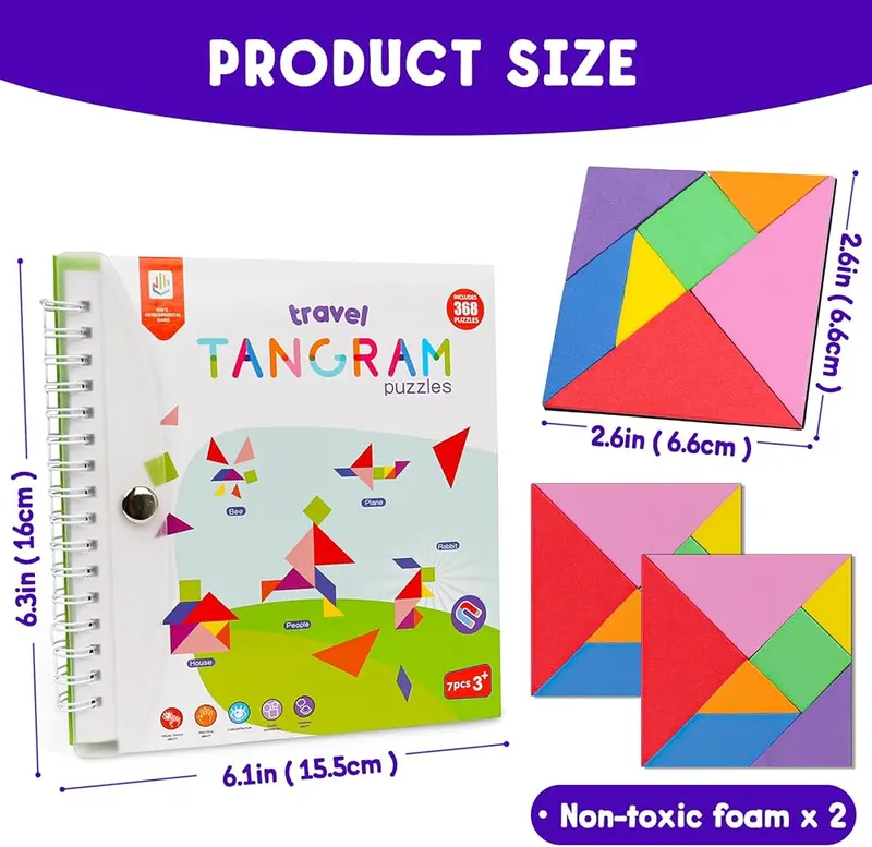 CZTCDP Travel Tangram Puzzle – 368 patterns with solutions