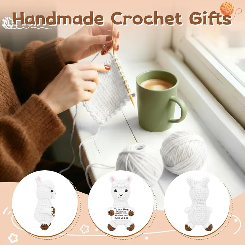 DAFURIET Cute Positive Llama Gifts – Handmade Crochet Llama with Love