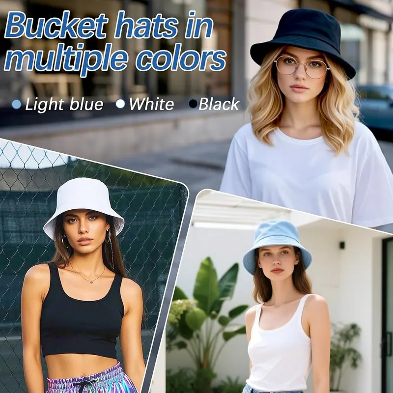 DASSNANE Bucket Hats Bulk Solid Color DIY – UV Protection