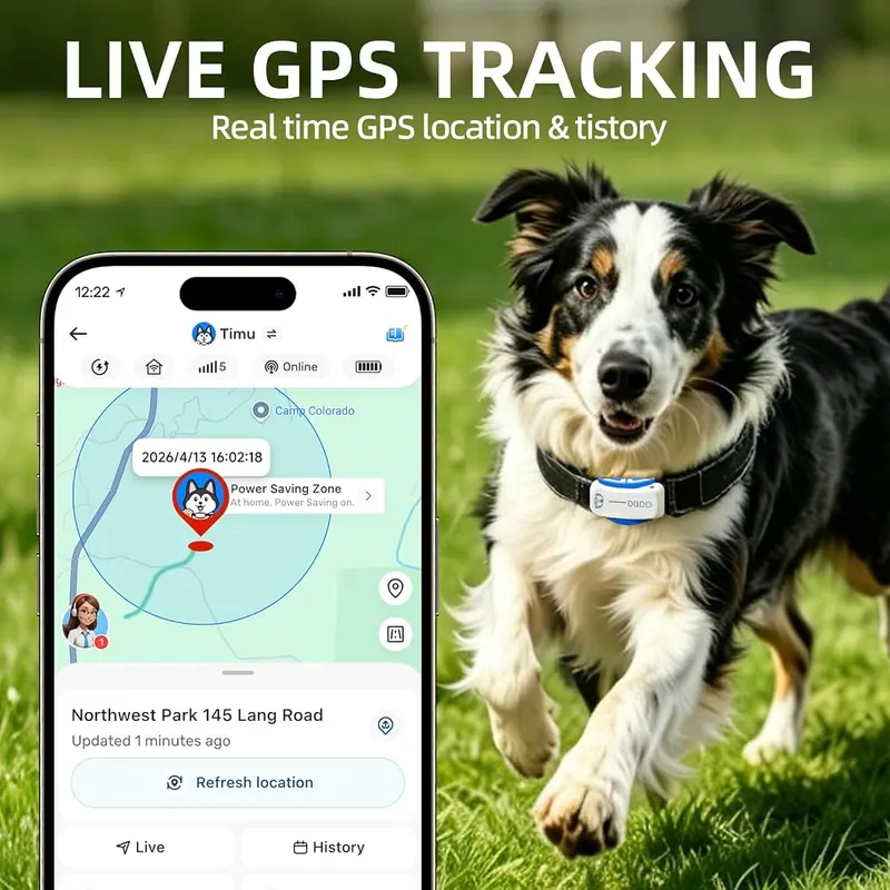 DBDD GPS Dog Tracker IP67 White – Real‑Time Tracking & Virtual Fence Alerts – Monitor