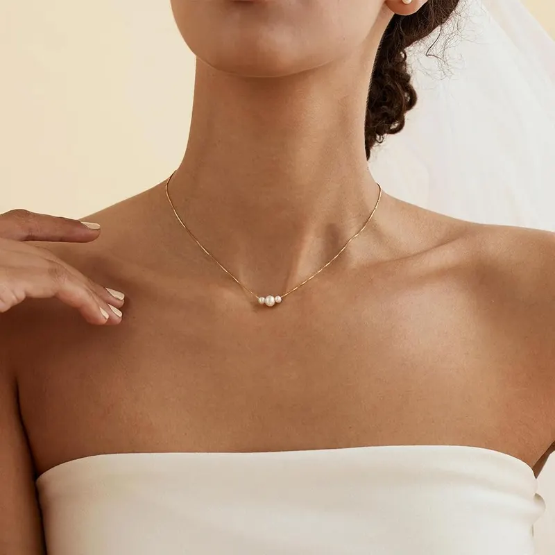 Decholly Gold Pearl Necklaces – Dainty freshwater pearl necklace