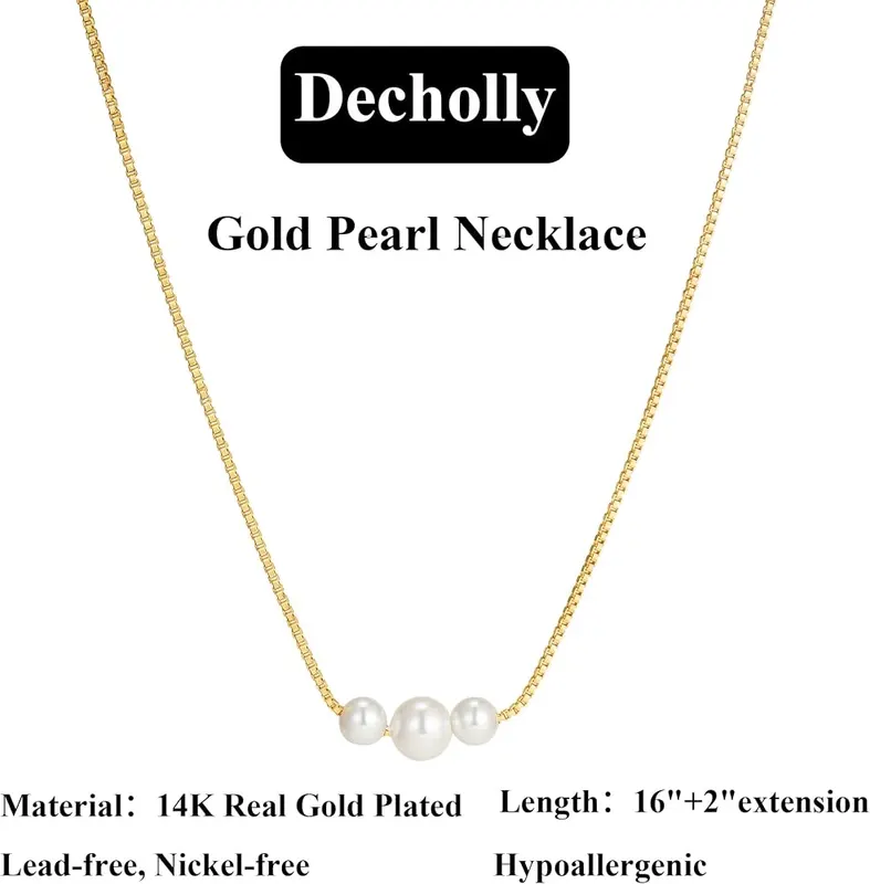 Decholly Gold Pearl Necklaces – Wear alone or stacked