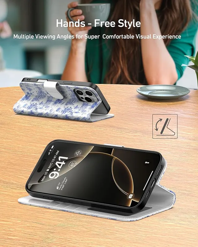 DEENAKIN for iPhone 16 Pro Wallet Case – The case boasts ultra-HD UV printing, producing vibrant
